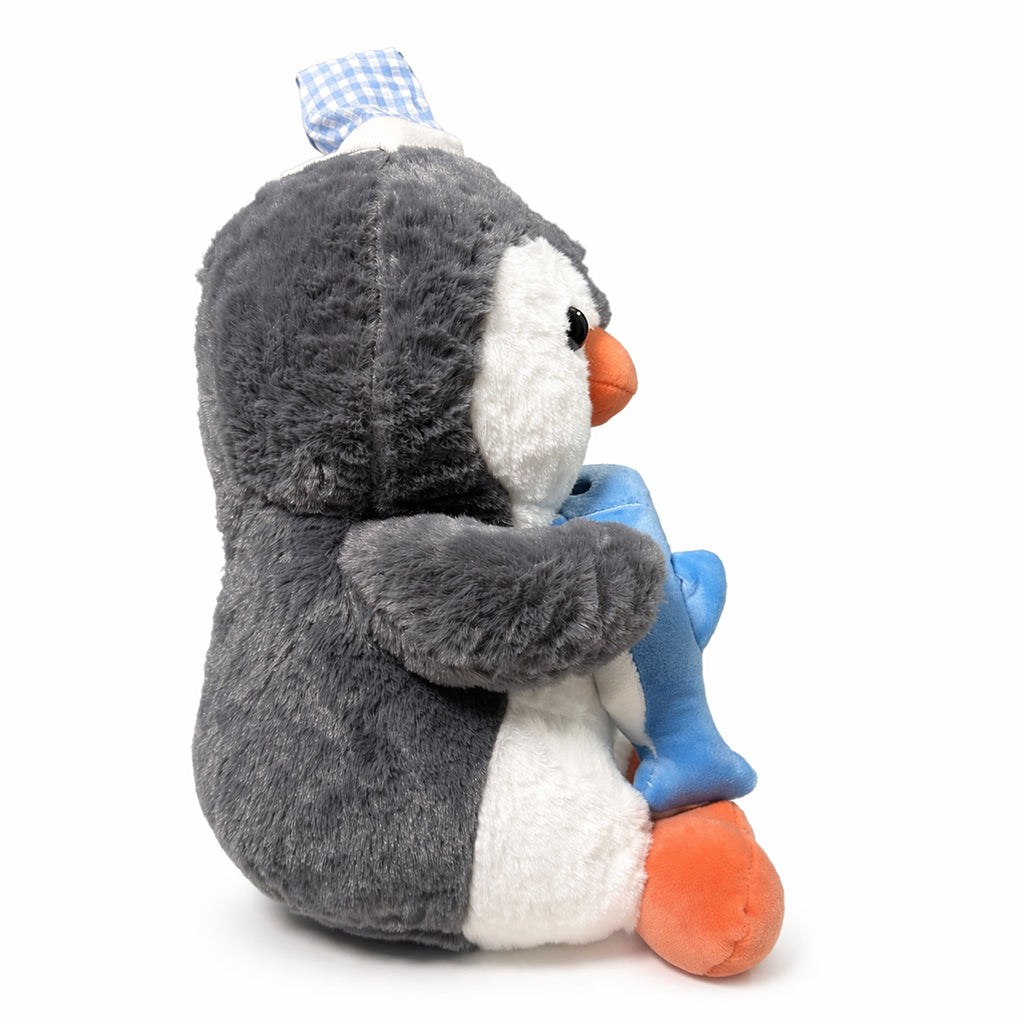 Adorable Stuffed Penguin with Fish in Hand