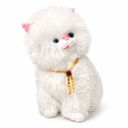 Soft White Plush Cat Toy – Cute Stuffed Cat for Kids