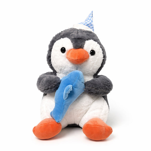 Adorable Stuffed Penguin with Fish in Hand