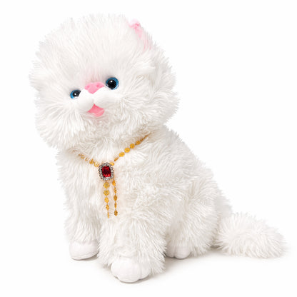 Soft White Plush Cat Toy – Cute Stuffed Cat for Kids