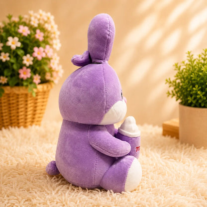Cute Plush Rabbit with Milk Bottle
