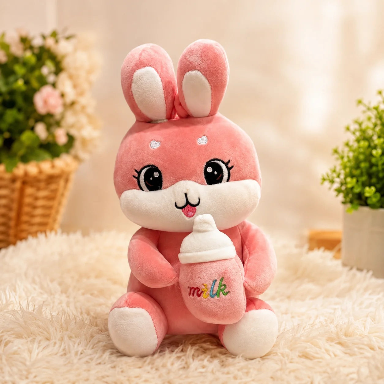 Milk Bottle Baby Bunny Plush Toy
