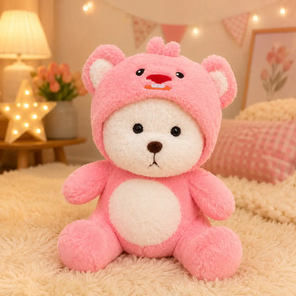 Pink teddy bear with hoodie