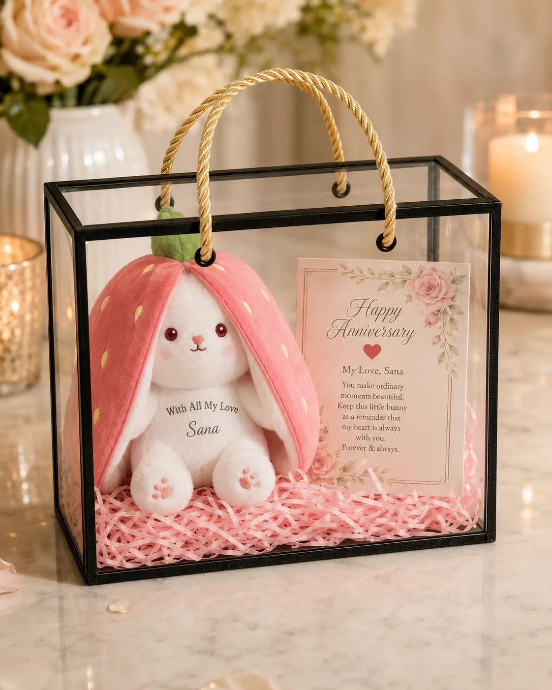 Strawberry Rabbit Plush Bunny - Birthday Gift