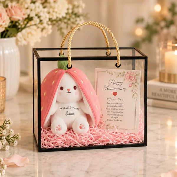 Strawberry Rabbit Plush Bunny - Cute Birthday Gift