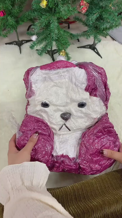 Soft Stuffed Red Teddy Bear with Cap